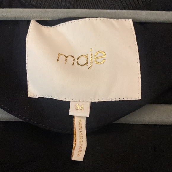 Maje Women’s Black Zip Up Jacket With Zipper Detailing Size 36 - Picture 5 of 7